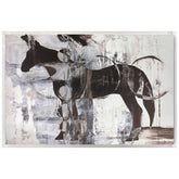 B&W Horse Abstract I - High Resolution Giclee Printed Canvas Framed in Contemporary Clear Acrylic Frame